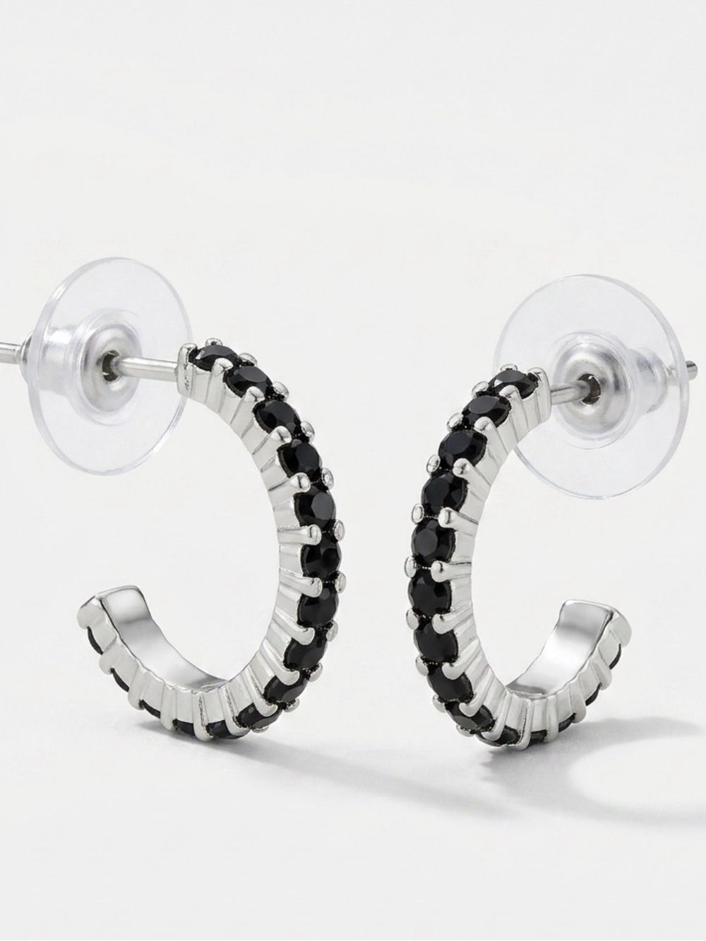 Allison Reed Black Rhinestone Hoop Earrings 14K Gold Filled Posts